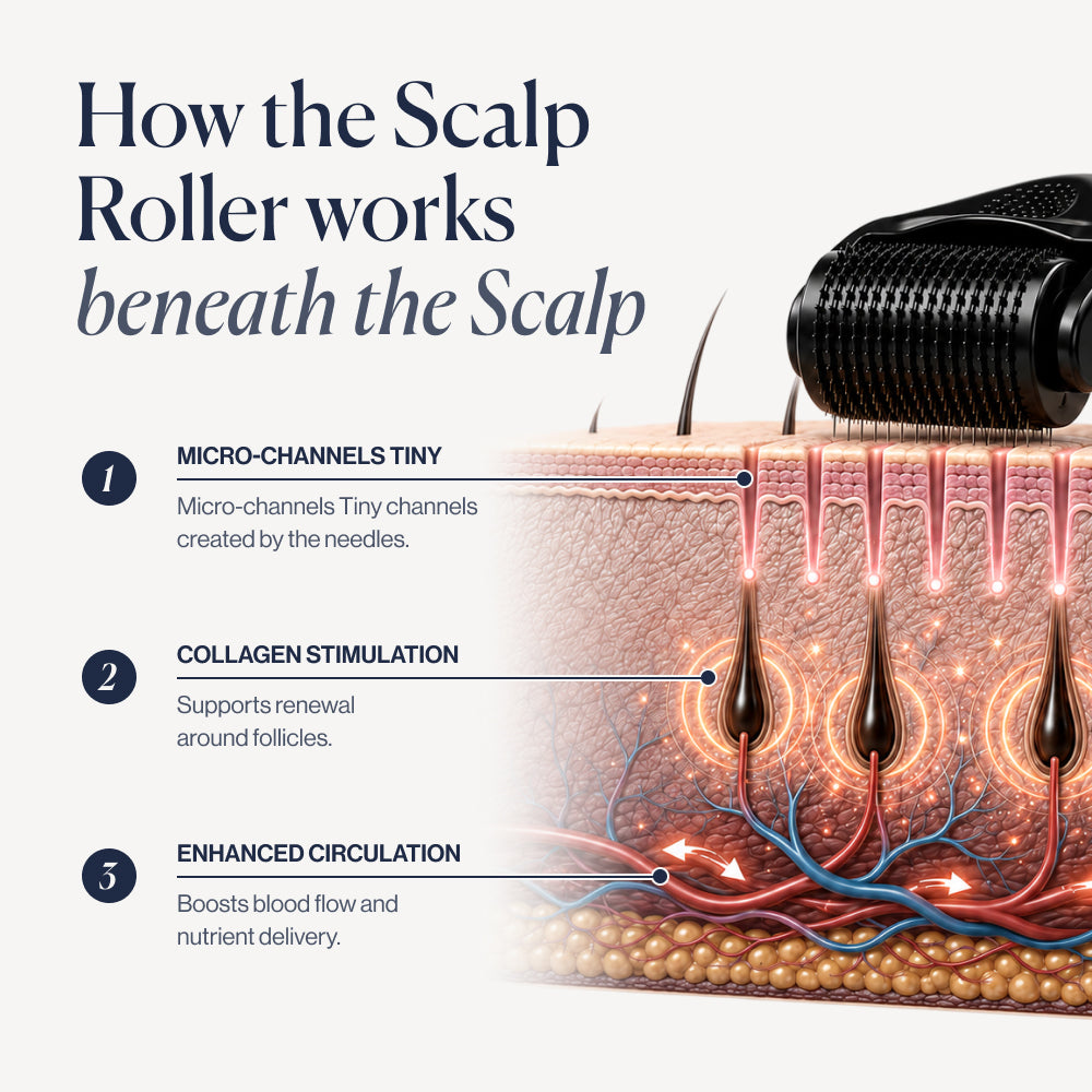 Scalp Roller 2.0 how the scalp roller works beneath the scalp
