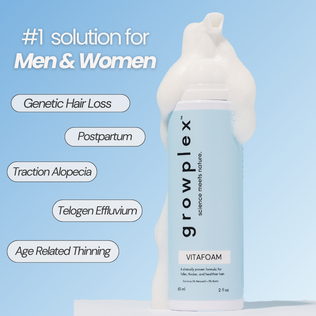 Growplex VitaFoam foam texture on scalp