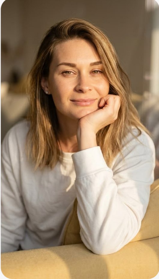 A woman smiling at the camera