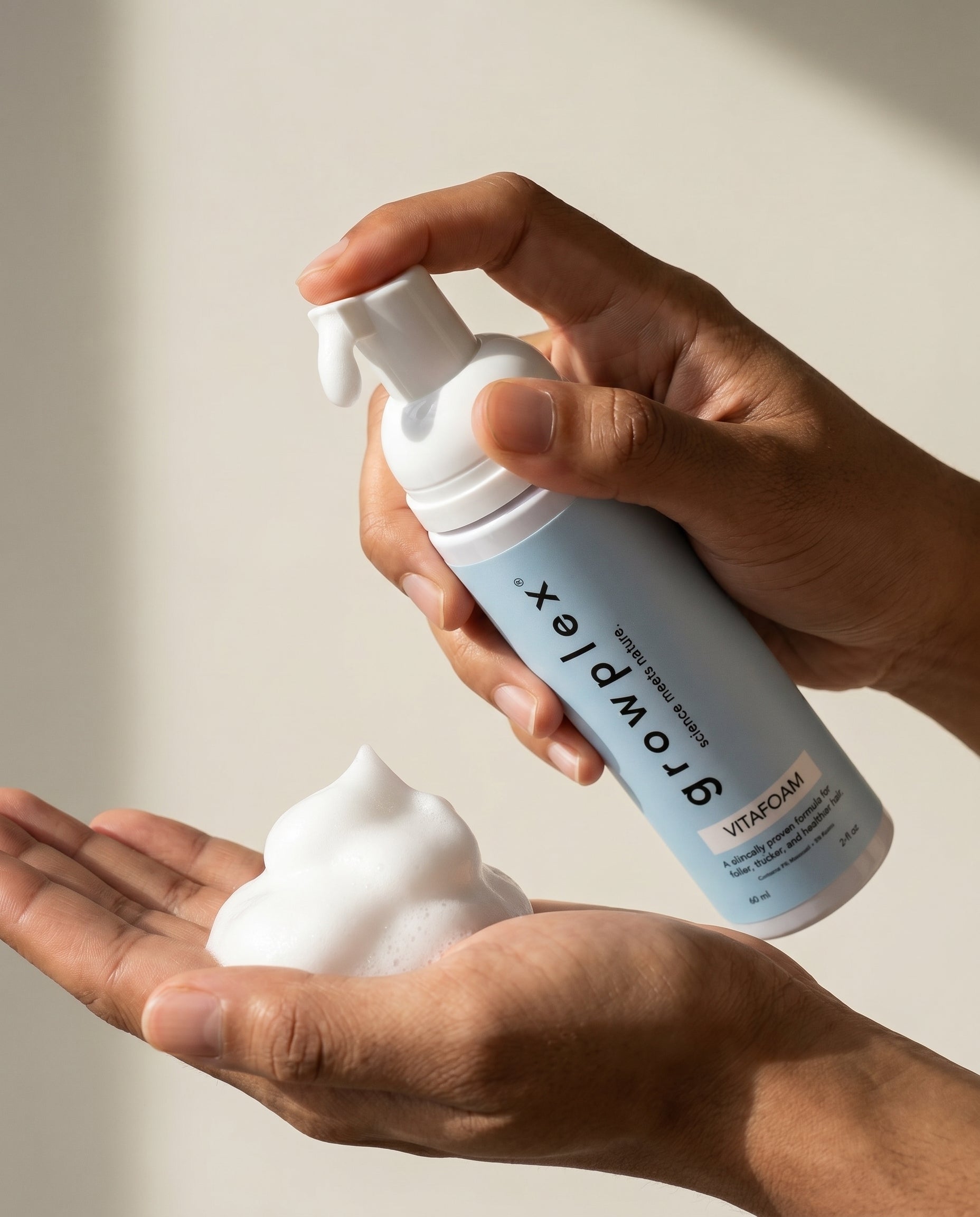 Vitafoam foam dispensed into an open hand
